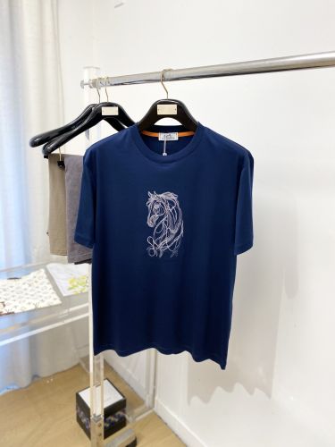 カジュアル 洗練された クルーネック エルメス Tシャツ 偽物 ネイビー