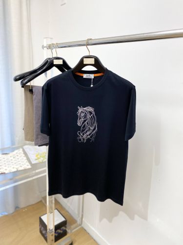 カジュアル 洗練された クルーネック エルメス Tシャツ 偽物 ブラック