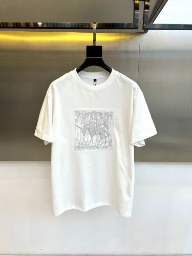 お洒落 カジュアル コットン 半袖Tシャツ エルメス Tシャツ 偽物 ホワイト