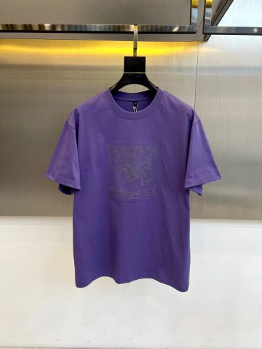 エルメス Tシャツ 偽物 お洒落 カジュアル コットン 半袖Tシャツ パープル