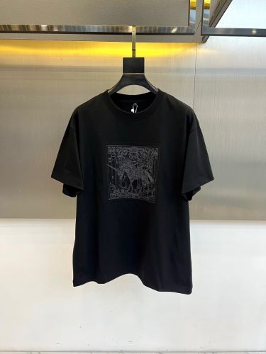 お洒落 カジュアル エルメス Tシャツ 偽物 コットン 半袖Tシャツ ブラック