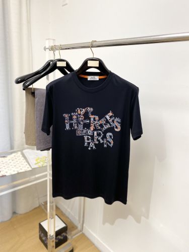 カジュアル お洒落 エルメス Tシャツ 偽物 ロゴ 半袖Tシャツ ブラック