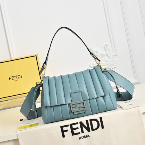 モダン 洗練された バゲット ショルダーバッグ フェンディ バッグ 偽物 ブルー