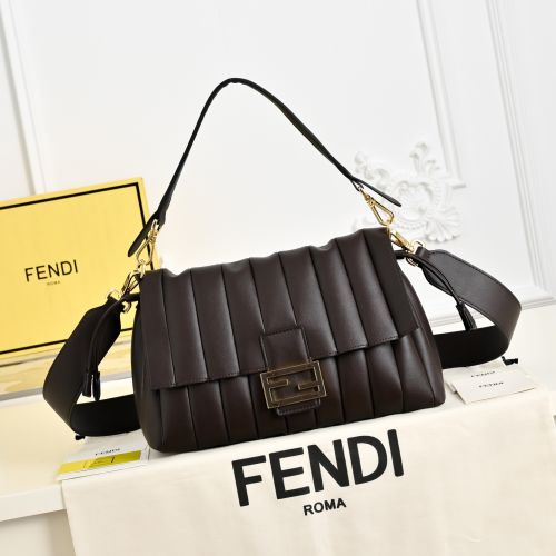 人気 洗練された フェンディ バッグ 偽物 バゲット ショルダーバッグ ダークブラウン