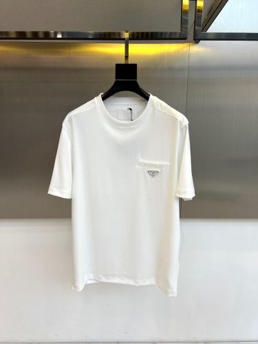 シンプル 上品 クルーネック 半袖Tシャツ プラダ Tシャツ 偽物 ホワイト