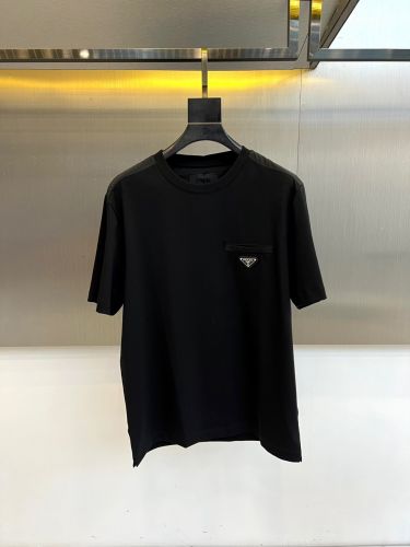シンプル 上品 クルーネック 半袖Tシャツ プラダ Tシャツ 偽物 ブラック