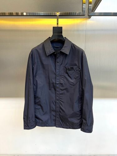 洗練された シャツジャケット プラダ ジャケット 偽物 ネイビー