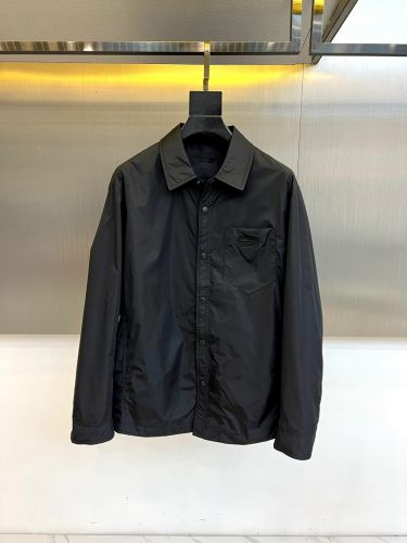 洗練された シャツジャケット プラダ ジャケット 偽物 ブラック