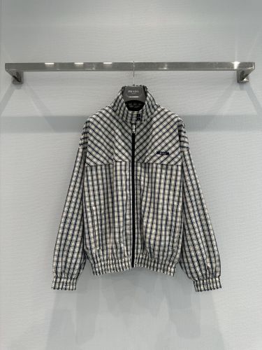 カジュアル チェック柄 ブルゾン プラダ ジャケット 偽物 ユニセックス