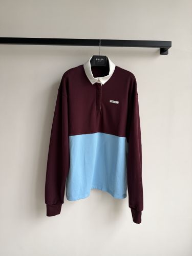 カジュアル カラーブロック プルオーバー プラダ Tシャツ 偽物 ユニセックス