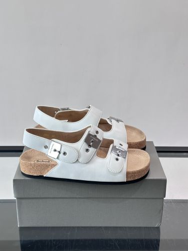 人気 バレンシアガ x Scholl レザー サンダル スーパーコピー ホワイト
