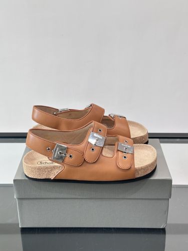 バレンシアガ x Scholl レザー サンダル スーパーコピー 人気 ブラウン