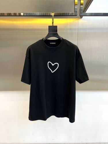 ハート ロゴ 半袖Tシャツ バレンシアガ Tシャツ 偽物 クルーネック ブラック