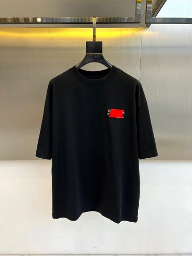 バックロゴ クルーネック半袖Tシャツ バレンシアガ Tシャツ 偽物 ブラック