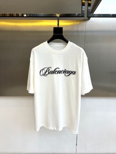 バレンシアガ Tシャツ 偽物 スクリプトロゴ クルーネック 半袖Tシャツ ホワイト