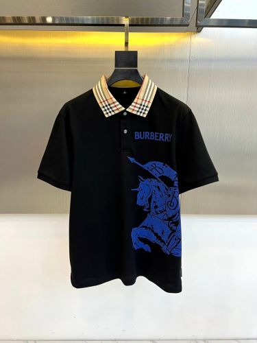 バーバリー Tシャツ 偽物 EKD コットンピケ 半袖 ポロシャツ ブラック
