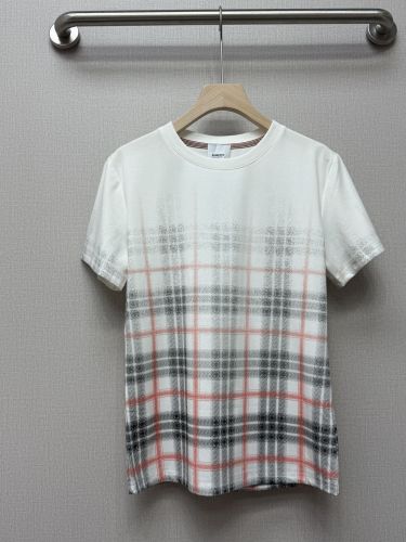 グラデーションチェック クルーネック 半袖Tシャツ バーバリー Tシャツ 偽物 ホワイト