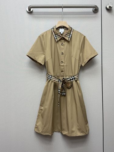 バーバリー ワンピース 偽物 人気 チェック柄 ベルト付き シャツワンピース 