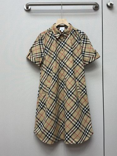 クラシック チェック柄 半袖 シャツワンピース バーバリー ワンピース 偽物 キャメル