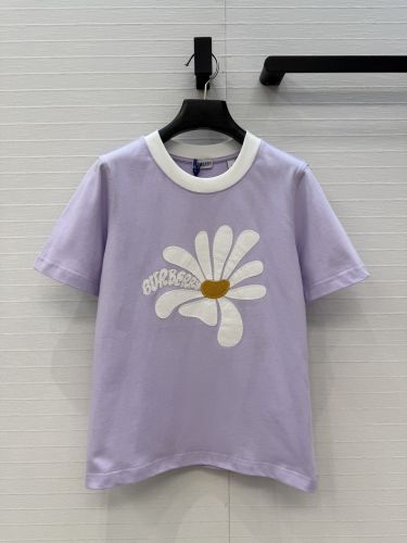 デイジー コットン 半袖Tシャツ バーバリー Tシャツ 偽物 ライトパープル