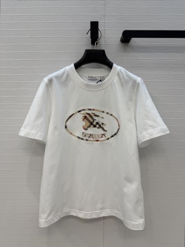 チェックナイトスタンプ コットンTシャツ バーバリー Tシャツ 偽物 