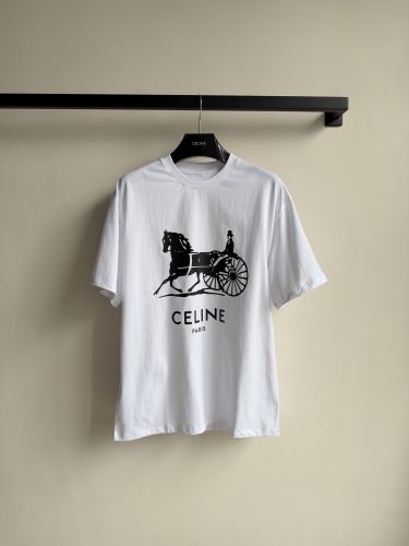 ベーシック ロゴ コットン 半袖Tシャツ セリーヌ Tシャツ 偽物 ホワイト