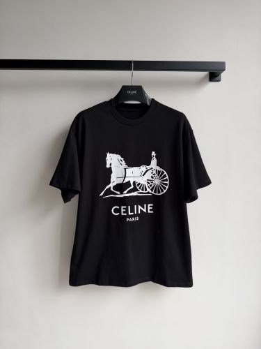 ベーシック ロゴ コットン 半袖Tシャツ セリーヌ Tシャツ 偽物 ブラック