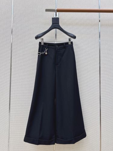 エレガント ワイドフレアトラウザーズ セリーヌ パンツ 偽物 ブラック