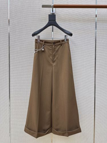 エレガント ワイドフレアトラウザーズ セリーヌ パンツ 偽物 ブラウン