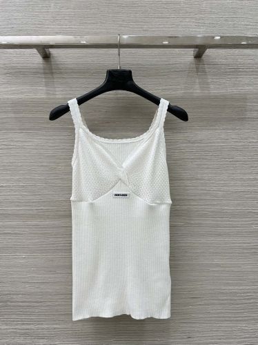 コットン リブニット キャミソール ミュウミュウ ニット コピー ホワイト