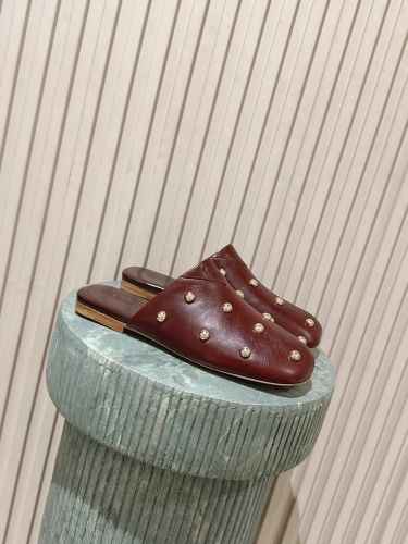 スタッズ レザー RITAミュール クロエ サンダル コピー ボルドー