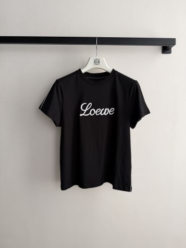 ベーシック 合わせやすい ロゴ入り 半袖Tシャツ ロエベ Tシャツ 偽物 ブラック