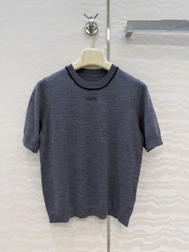 シンプル ウール 半袖ニット ロエベ ニット 偽物 合わせやすい グレー