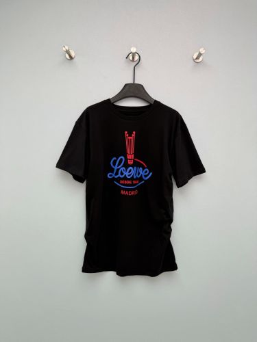 おしゃれ ロゴ コットン 半袖Tシャツ ロエベ Tシャツ 偽物 クルーネック ブラック