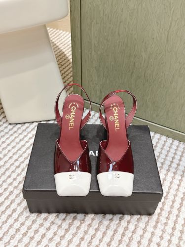 洗練された バイカラー スリングバック シャネル パンプス コピー ボルドー
