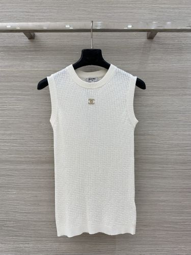 CCロゴ ノースリーブ ニットトップス シャネル ニット コピー ホワイト