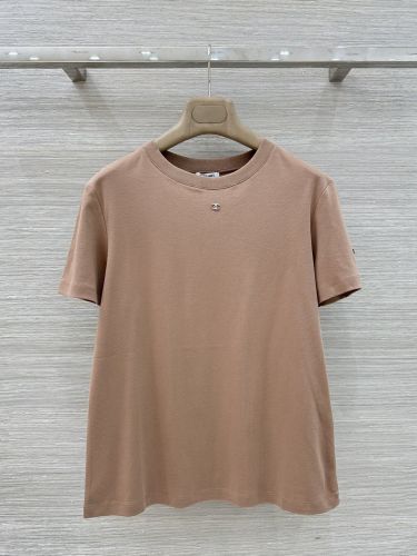 シンプル コットン 半袖Tシャツ シャネル Tシャツ コピー クルーネック トープ