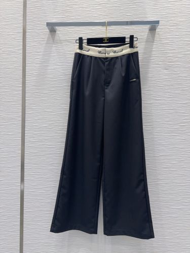 ロゴウエスト ワイドレッグパンツ シャネル スラックス コピー ブラック