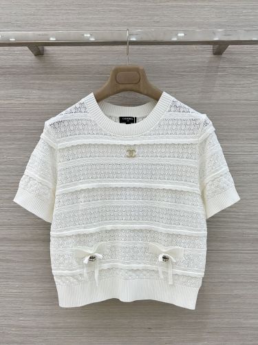 大人可愛い 透かし編み 半袖ニットプルオーバー シャネル ニット コピー 