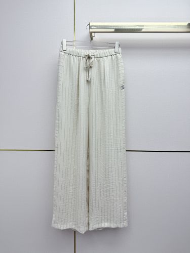 ピンストライプ ドローストリング ロングパンツ シャネル パンツ コピー ホワイト