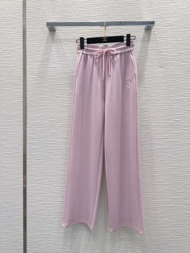 ハートロゴ刺繍 テンセルブレンド ロングパンツ シャネル パンツ コピー ピンク