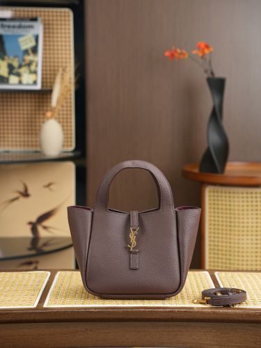 人気 YSL サンローラン ル・サンカセット スモール トートバッグ 偽物 ブラウン