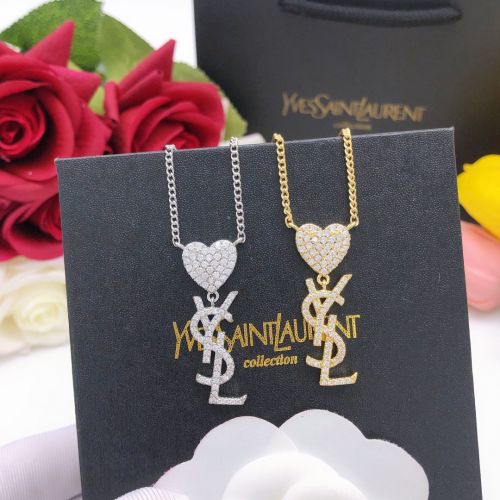 イヴ・サンローラン ハート YSLモノグラム パヴェ ネックレス 偽物