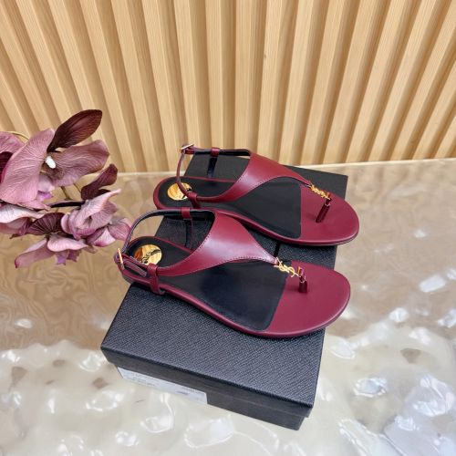 洗練された YSL イヴ・サンローラン カサンドラ サンダル コピー ボルドー