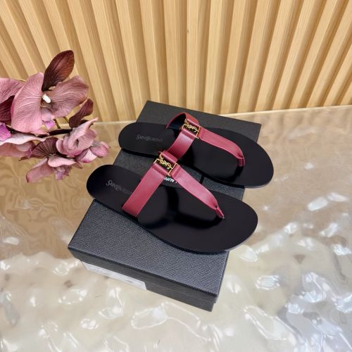 カジュアル YSL バビロン スライド イヴ・サンローラン サンダル コピー ボルドー