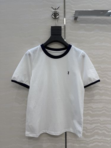 おしゃれ 配色 リンガーTシャツ イヴ・サンローラン Tシャツ コピー ホワイト
