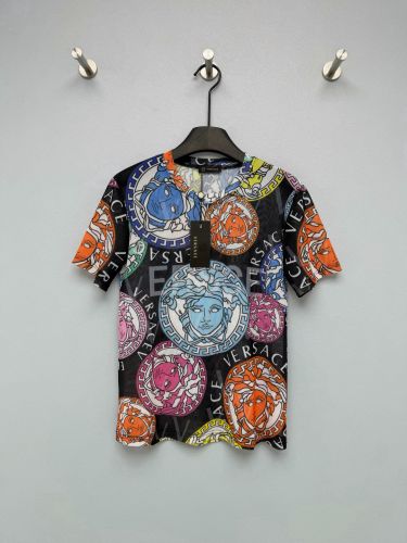 メデューサ マルチカラー メッシュ トップス ヴェルサーチ Tシャツ 偽物 ブラック