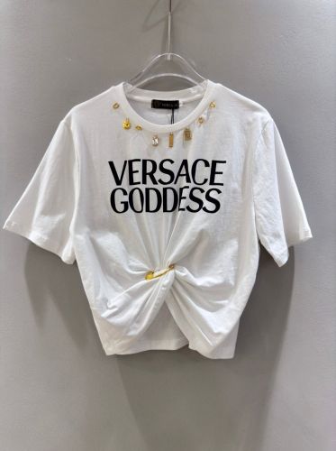 ヴェルサーチ Tシャツ コピー セーフティー ピン ロゴ 半袖Tシャツ ホワイト