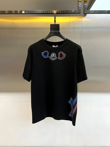 カジュアル ロゴ クルーネック 半袖Tシャツ モンクレール Tシャツ 偽物 ブラック