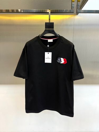 お洒落 モンクレール Tシャツ 偽物 コットン クルーネック 半袖Tシャツ ブラック
